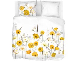 Snoozing Yellow Poppy - Flanel - Dekbedovertrek - Tweepersoons - 200x200/220 cm + 2 kussenslopen 60x70 cm - Geel