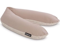 Snoozzz Zwangerschapskussen Zijslaapkussen Lichaamskussen - 185 cm - microparel vulling - luxe draagtas - wasbare hoes - Teddy Sand