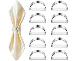 SNQ 10 stuks - Servetringen - Servetgespen - Servetringen voor tafeldecoratie - Metalen servetringen - voor thuis, bruiloften, feestdagen en feesten - Helder zilver