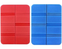 SNQ 2 stuks zitkussen, outdoor, opvouwbaar, thermo-zitkussen, waterdicht, isolerend, voor outdoor, tuin, camping, picknick, wandelen (blauw, rood)(2er Pack)