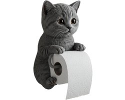 SNQ 3D katten toiletrolhouder - Grappige muurmontage voor wc-papier - Schattig dierendecoratie voor badkamer of keuken - Unieke cadeau-idee voor kattenliefhebbers