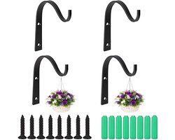 SNQ 4 stuks Plantenhaak Muur Opknoping, IJzeren Tuinhaak, Plantenhouder ijzeren Wandhaak, voor het Ophangen van Planten, Vogelhuisjes, lantaarn, Windgong Wandlamp