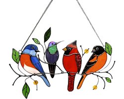 SNQ Decoratieve vogel - wandversiering - metaal - voor raamdecoratie slaapkamer, tuin, balkon, wanddecoratie (4 vogels)
