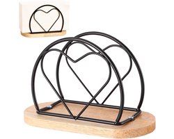 SNQ Keukenrolhouder - Servethouder - Servetorganizer - Houten servethouder - Metaal - Stabiel en valt niet snel (15,5 x 6,6 x 9,6 cm) - 1 stuk (Zwart)