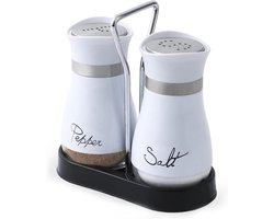 SNQ Set van 2 zout- en peperpotten- zout- en peperset- zout- en peperset- zoutpan- keukenaccessoires (wit)