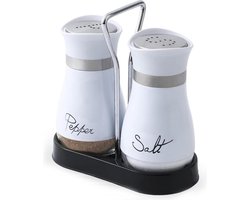 SNQ Set van 2 zout- en peperpotten- zout- en peperset- zout- en peperset- zoutpan- keukenaccessoires (wit)