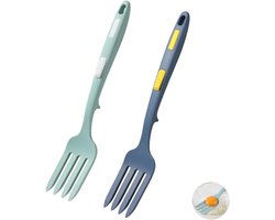 SNQ Siliconen Kookvork - Taartvork - Tafelvork - Antiaanbaklaag - Hittebestendig - Geschikt Voor Keukengerei En Kookaccessoires - Donkerblauw - 2-Pack