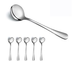 SNQ Soep Lepels - 6 Pieces - Roestvrij staal Ronde Lepels - Diner Lepel - Lepels Zilverwerk - Vaatwasser Veilige