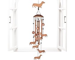 SNQ Teckel Windgong - Metalen Teckel Windgong - Geschikt voor Buiten - Teckel Muziek Windgong - Creatieve Cadeaus voor Woondecoratie