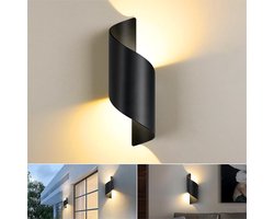 SNQ Wandlamp - 1 St - 10W - Wandlamp Voor Binnen En Buiten - Led-Wandlamp - Waterdicht - Voor Tuin - Woonkamer - Badkamer - Slaapkamer - Zwart (Warm Wit)