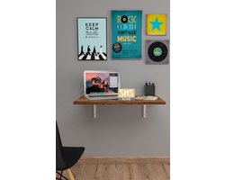 SNS Home - 72 x 45 Cm - Klaptafel - Wandtafel - Keukentafel - Balkontafel - Bureau - MDF Okkernoot/Bruin