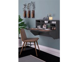 SNS Home - Draagbare Planktafel - Kardelen Tafel - Wandtafel - Inklapbaar - Wandbureau - Inklapbare Wandtafel - Keukentafel - Wandkast - Vouwtafel - Klaptafel - 90x50 cm - Antraciet