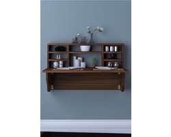 SNS Home - Kardelen Tafel - Draagbare Planktafel - Wandtafel - Inklapbaar - Wandbureau - Inklapbare Wandtafel - Keukentafel - Wandkast - Vouwtafel - Klaptafel - 90x50 cm - Okkernoot-Bruin