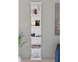 SNS Home, MDF Wandmontage Boekenkast, Decoratieve Plank, Wandplank, Wit, Wandmontage, MDF 6 Planken