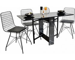 SNS Home – Praktische Tafel – Eettafel – Eettafel uitschuifbaar – Opvouwbaar – Flamingo – 134 x 60 x 72 cm – Bendir en Marmer