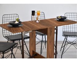 SNS Home – Praktische Tafel – Eettafel – Eettafel Uitschuifbaar – Opvouwbaar – Flamingo – 134 x 60 x 72 cm – Donker Walnoot - MDF Bruine Tafel