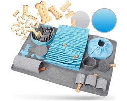 Snuffelmat Hond met 10 functies - Denkspel Hond - Blauw en Grijs