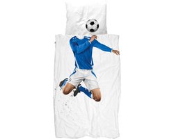 Snurk beddengoed voetballer blauw 135 x 200