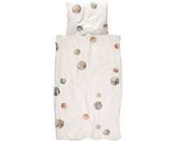 SNURK POM POM - Dekbedovertrek - Eenpersoons - 140x200/220 cm + 1 kussensloop 60x70 cm - Wit