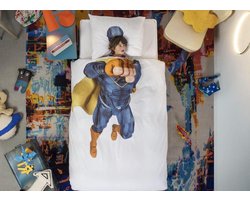 Snurk superheld blauw overtrek eenpersoonsbed 140 x 220 cm