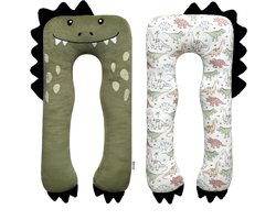 SNUZZY® Knuffel Dino - Zijslaapkussen - Body Pillow 120x60 cm - Lichaamskussen - Kinderkussen - Leeskussen - Zwangerschapskussen - Knuffelkussen - Wasbare Hoes
