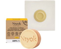 SOAPI Magnetische Zeephouder - Niyok 2in1 Shampoo+Conditioner Bar Bundel - Geel + Vitamina