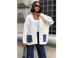 Sobe- Dames Vest Met Oversized Pasvorm En Patchzakken Wit / Ecru Eén maat