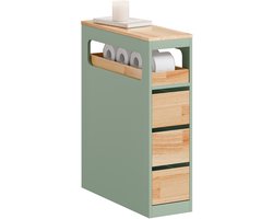SoBuy Badkamerrek met 3 Lades - Smalle Badkamerkast op Wieltjes - Multifunctionele Opslag - Groen, 65x24x82cm, BZR54-II-GR