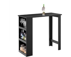 SoBuy Bartafel, Hoge Keukentafel, Statafel voor Kleine Ruimtes, Bar voor Keuken, Woonkamer, Kantoor of Koffiebar, Zwart, 112 x 57 x 106 cm FWT17-II-SCH