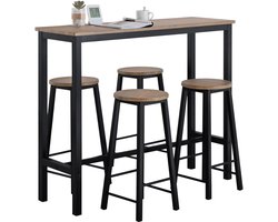 SoBuy Bartafel met 4 Krukken/krukken - Tuinset 5 delige - eettafel statafel bistrotafel - Zwart, OGT22-SCH