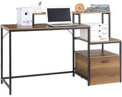 SoBuy Bureau met 3 planken computertafel bureau werktafel voor thuiskantoor hoekbureau 143x90x50cm FWT103-PF