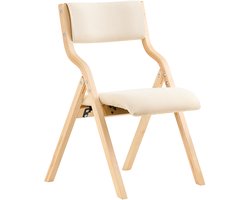 SoBuy Bureaustoel met Gestoffeerd Zitkussen, Eetkamerstoel, Klapstoel, Wit, 48x80x54cm, FST40-W - voor Eetkamer, Keuken, Woonkamer of Thuiswerkplek