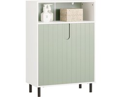 SoBuy BZR138-GR Badkamerkast, Lage Kast, Smal Badkamerkastje, Halfhoge Opbergkast, Badkamermeubel