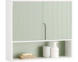 SoBuy BZR140-GR Badkamer Hoge Kast, Hangkast, Badkamer Wandkast, Wandplank, Spiegelkast, met 2 Planken