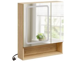 SoBuy BZR238-E-N Spiegelkast - 60 x 17 x 70 cm - Naturel