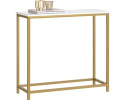 SoBuy Console Tafel met Gouden Metalen Frame, Sidetable voor Hal, Woonkamer of Slaapkamer, Haltafel, 80x75x30 cm, FSB29-G