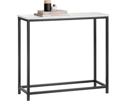 SoBuy Console Tafel met Zwarten Metalen Frame, Sidetable voor Hal, Woonkamer of Slaapkamer, Haltafel, 80x75x30cm