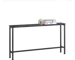 SoBuy Consoletafel Bijzettafel Haltafel – Zwart Marmerlook 120x20x65cm, FSB19-SCH – Smal Design Hout/Metaal