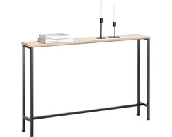 SoBuy Consoletafel - Smal Design Bijzettafel - Licht Houtkleur Blad, 120x20x80 cm, Metaal, FSB19-XL-Z - voor Entree/Woonkamer/Kantoor