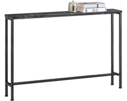 SoBuy Consoletafel, Zwart Marmerlook Blad – Smal Design Bijzettafel – voor Entree/Woonkamer/Kantoor, 120x20x80 cm – FSB19-XL-SCH