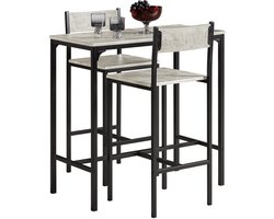 SoBuy Eettafel 3 Delige set - Bartafel met 2 stoelen/krukken - Tuinset - voor keuken, eetkamer, bistro - Grijs, OGT03-HG