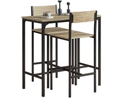 SoBuy Eettafel 3 Delige set - Bartafel met 2 stoelen/krukken - Tuinset - voor keuken, eetkamer, bistro - Naturel, OGT03-N