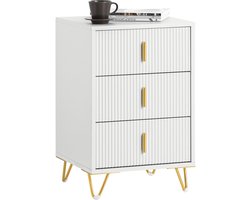 SoBuy FBT115-L-W Nachtkastje met 3 Lades – Moderne Bijzettafel – Ladekast – Wit, 40x40x63cm – voor slaapkamer, woonkamer of kantoor