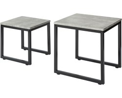 SoBuy FBT42-HG Bijzettafel - Grijze Woonkamertafel Set van 2