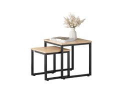 SoBuy FBT42-N Bijzettafel Set van 2 - Houtlook & Houtcomposiet