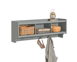 SoBuy FHK28-HG Wandkapstok - Grijze Houten Kapstok met Plank & Haken