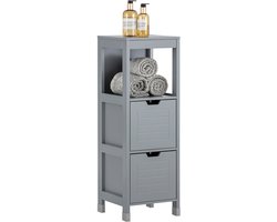 SoBuy FRG127-SG Badkamermeubel - Grijs Houtcomposiet met 2 Laden
