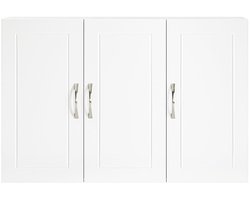 SoBuy FRG231-L-W Hangkast voor badkamer, keuken of hal, met twee verstelbare planken, 90x60x30 cm, wit