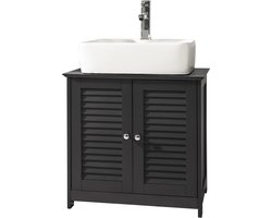 SoBuy FRG237-DG Wastafelmeubel - Grijs Houten Compositie met 2 Deuren