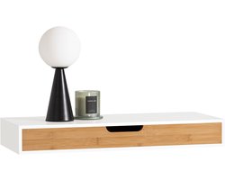 SoBuy FRG93-WN Badkamermuurkast - Houten Wandplank met Lade